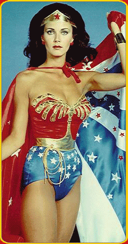 Lynda Carter as Wonder Woman on Japanese Starlog's fold-out pinup.